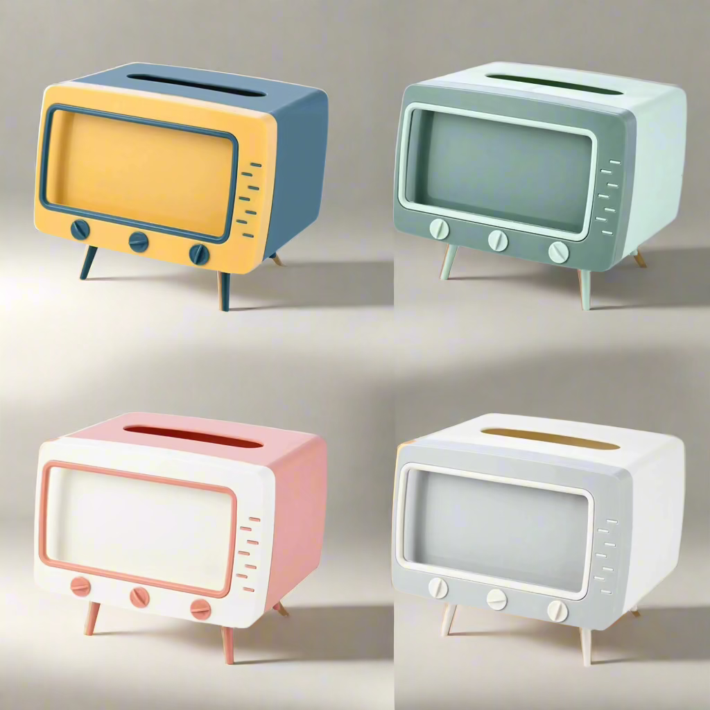 TV Tissue Box With Phone Holder, Multi-Purpose Organizer