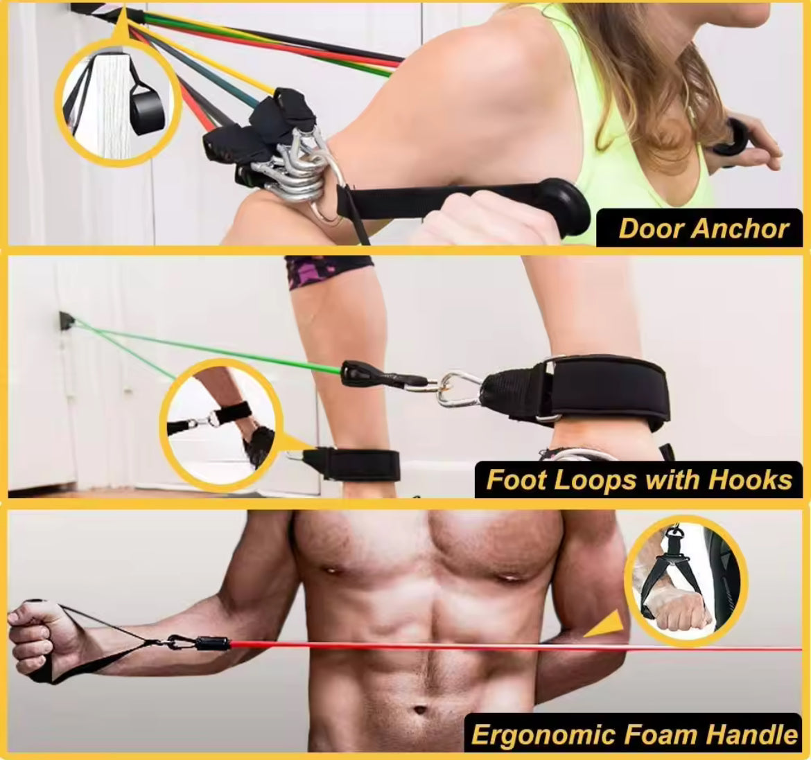 Resistance Bands Set, Stackable Up to 150LB