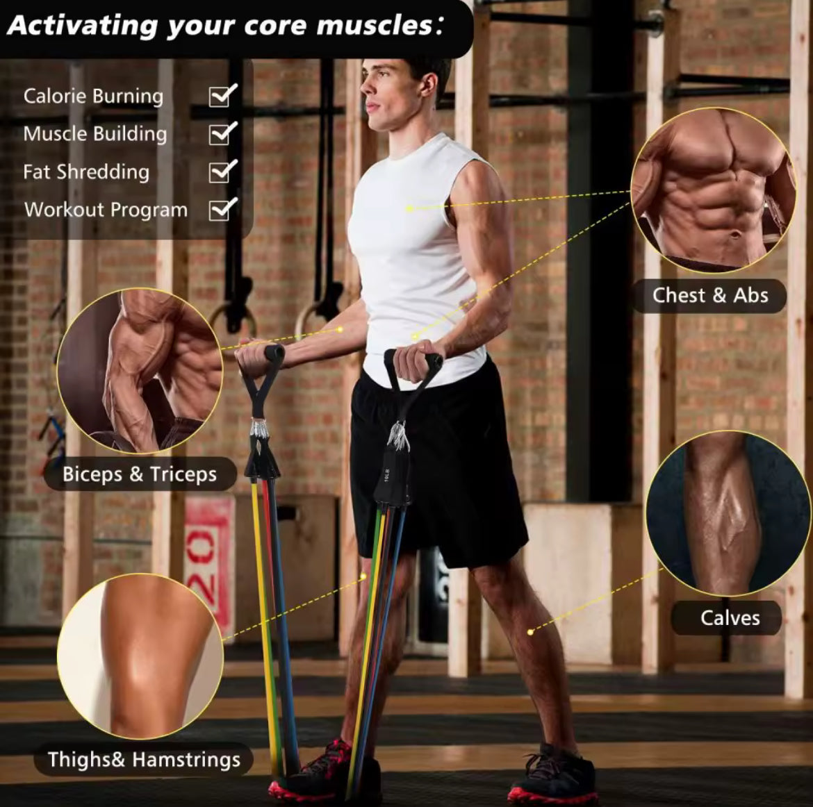 Resistance Bands Set, Stackable Up to 150LB