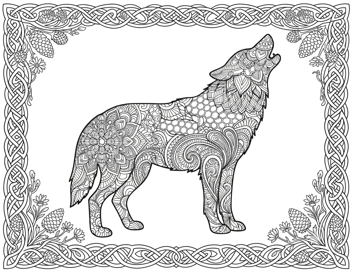 Zentangle Celtic Animal & Pinecone Border