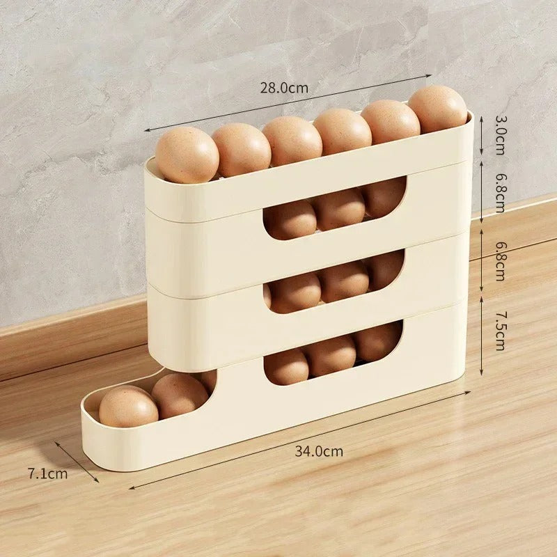 Rolling Egg Organizer, Space Saving for Refrigerator Storage
