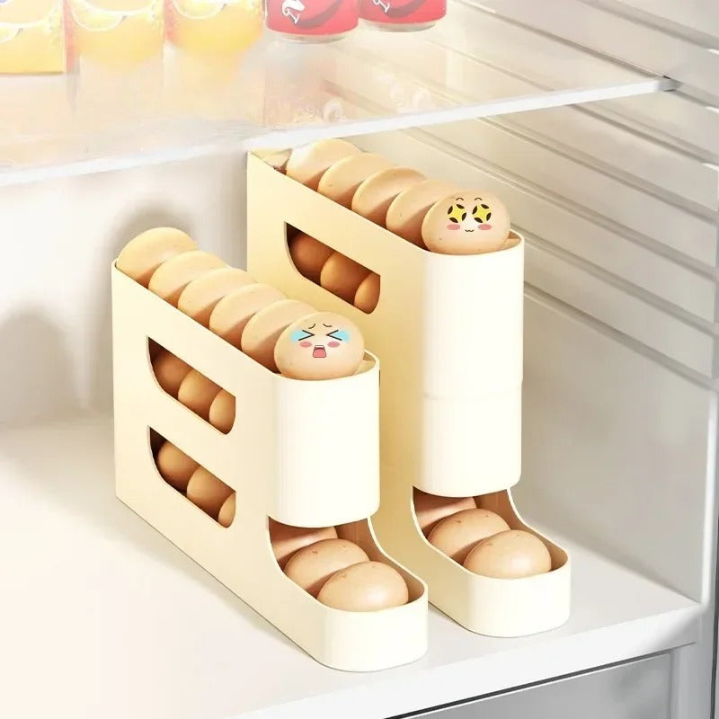 Rolling Egg Organizer, Space Saving for Refrigerator Storage