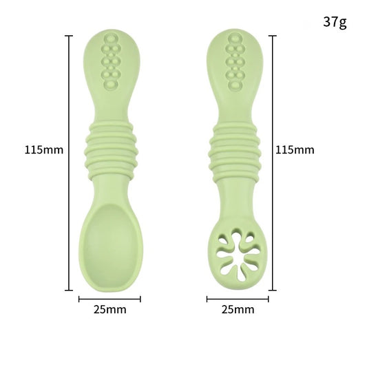 Baby BPA Free Silicone Grinding Spoon & Fork, Self-Feeding