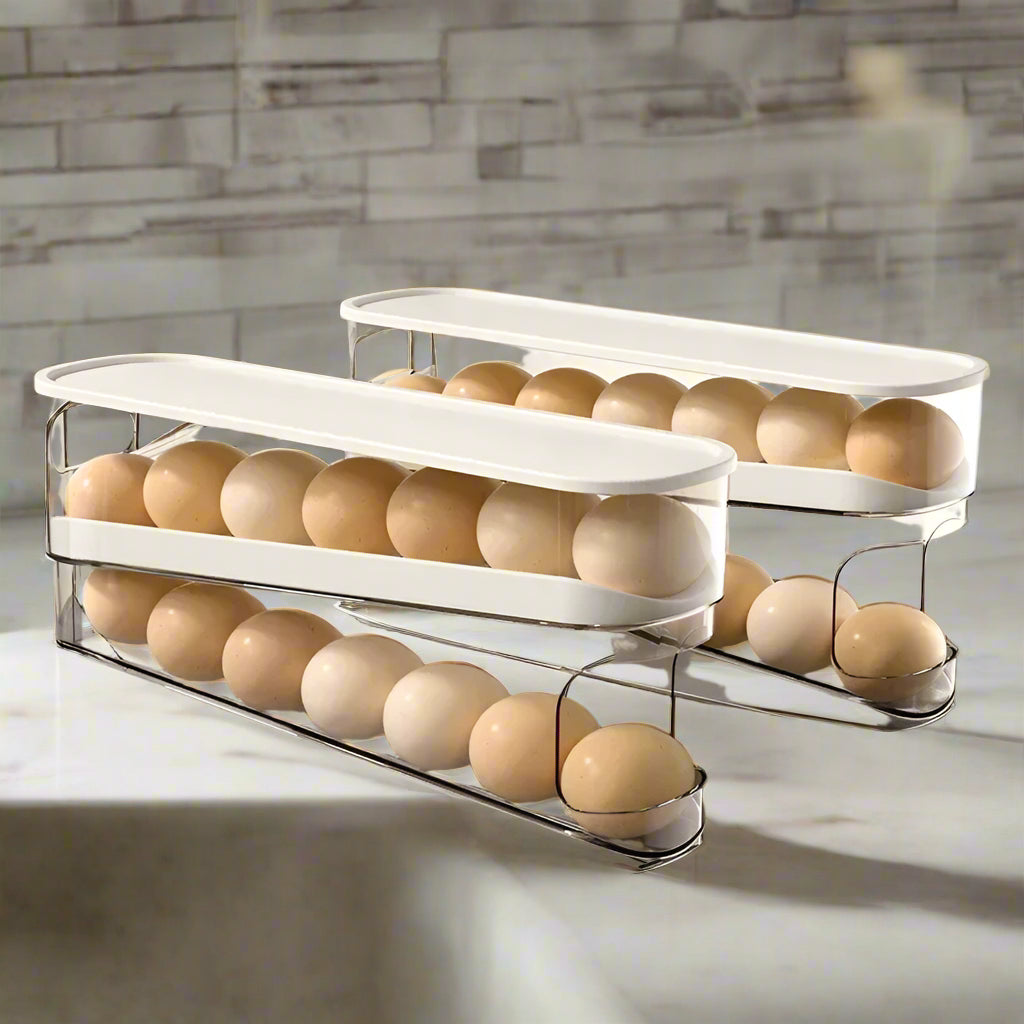 Rolling Egg Organizer, Space Saving for Refrigerator Storage