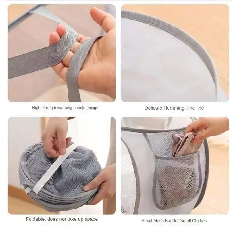 Foldable, Portable, and Multi-Purpose Mesh Laundry Basket