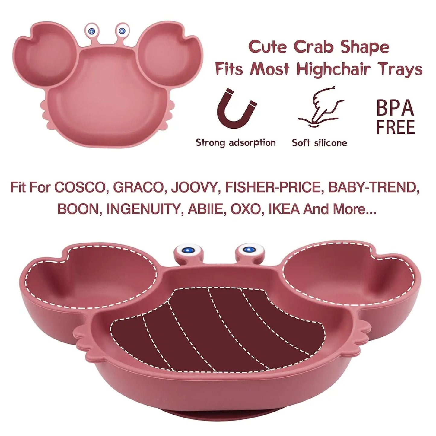 Baby/Toddler BPA Free Silicone Suction Plate with Fork & Spoon