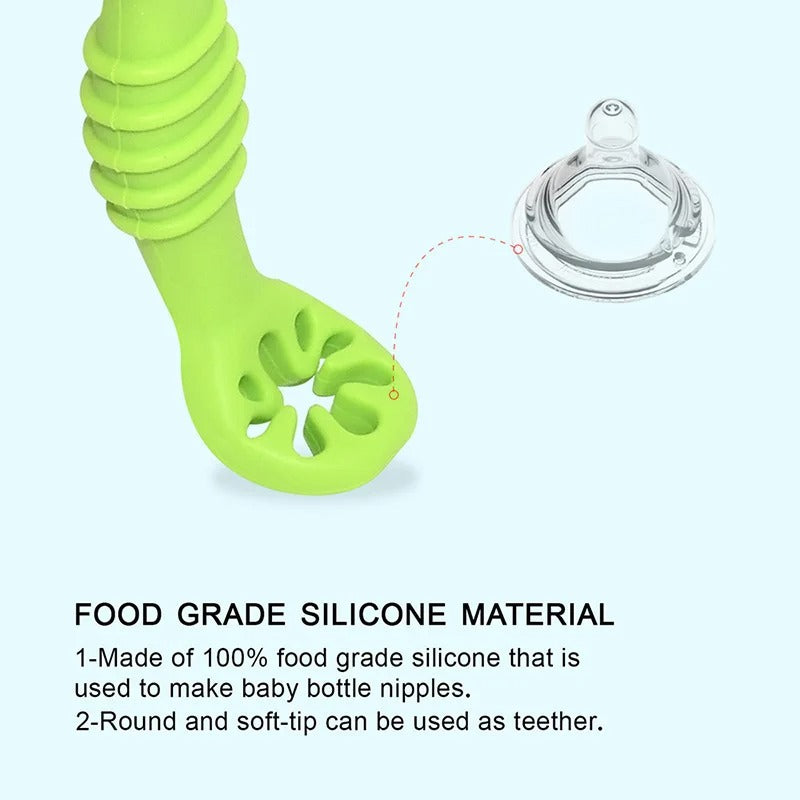 Baby BPA Free Silicone Grinding Spoon & Fork, Self-Feeding
