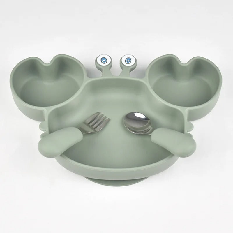 Baby/Toddler BPA Free Silicone Suction Plate with Fork & Spoon