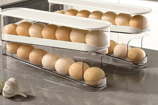 Rolling Egg Organizer, Space Saving for Refrigerator Storage
