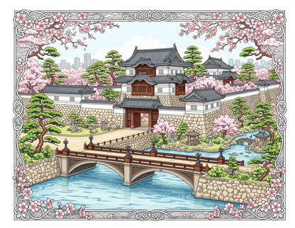Tokyo Imperial Palace & Cherry Blossom Bridge