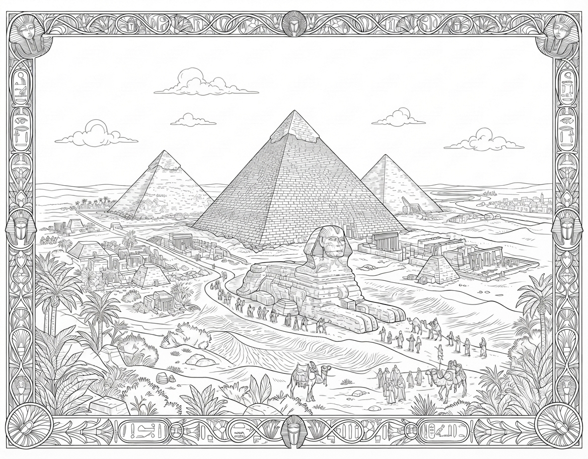 Ancient Egyptian Pyramids and Great Sphinx