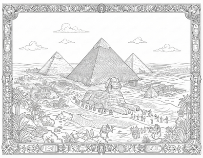 Ancient Egyptian Pyramids and Great Sphinx