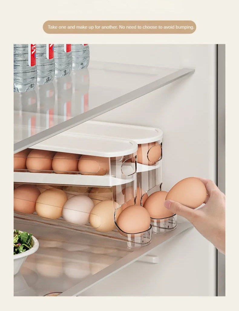 Rolling Egg Organizer, Space Saving for Refrigerator Storage