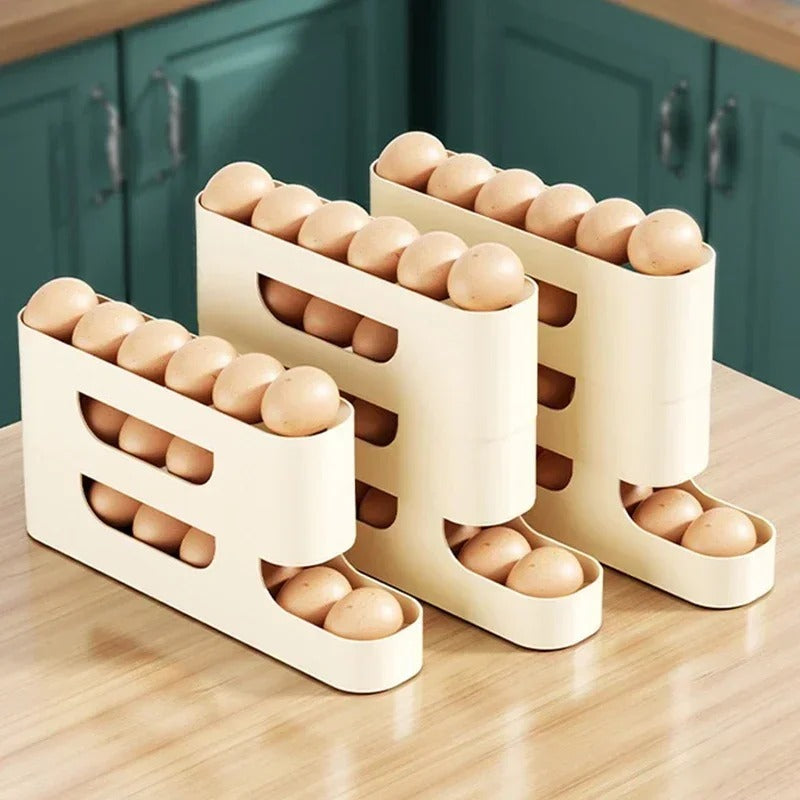 Rolling Egg Organizer, Space Saving for Refrigerator Storage