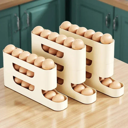 Rolling Egg Organizer, Space Saving for Refrigerator Storage