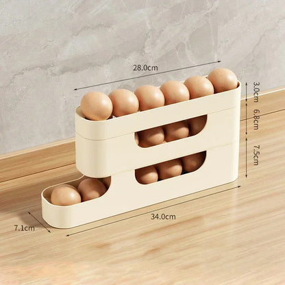 Rolling Egg Organizer, Space Saving for Refrigerator Storage