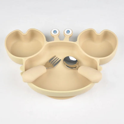 Baby/Toddler BPA Free Silicone Suction Plate with Fork & Spoon