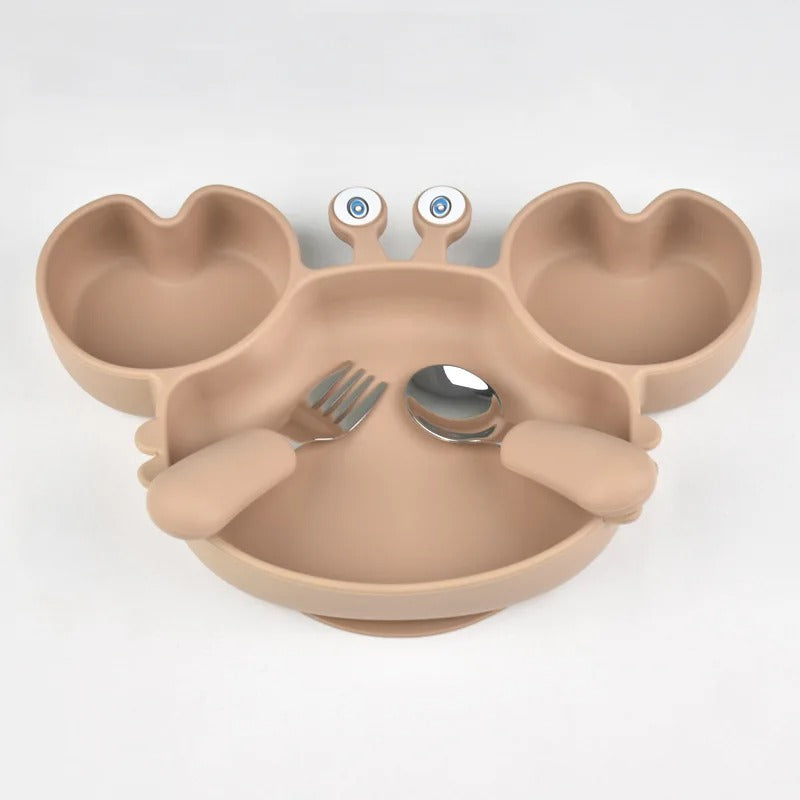 Baby/Toddler BPA Free Silicone Suction Plate with Fork & Spoon