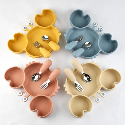 Baby/Toddler BPA Free Silicone Suction Plate with Fork & Spoon
