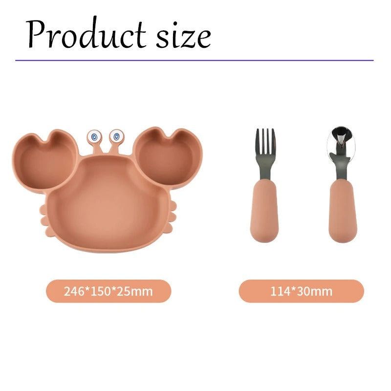 Baby/Toddler BPA Free Silicone Suction Plate with Fork & Spoon