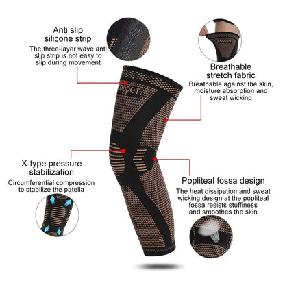 Copper Compression Leg Sleeve, Pain Relief & Support