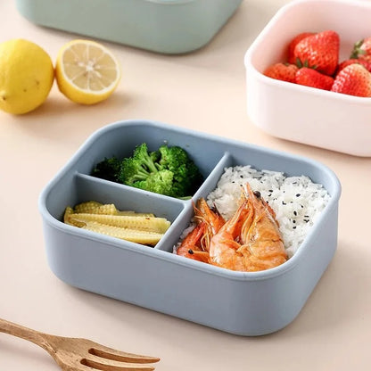 BPA Free Silicone Bento Lunch Box, 3 Compartments