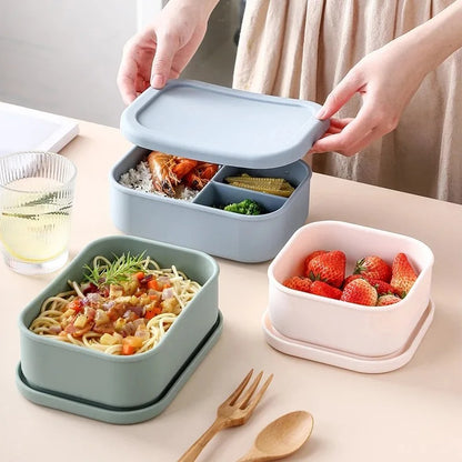 BPA Free Silicone Bento Lunch Box, 3 Compartments