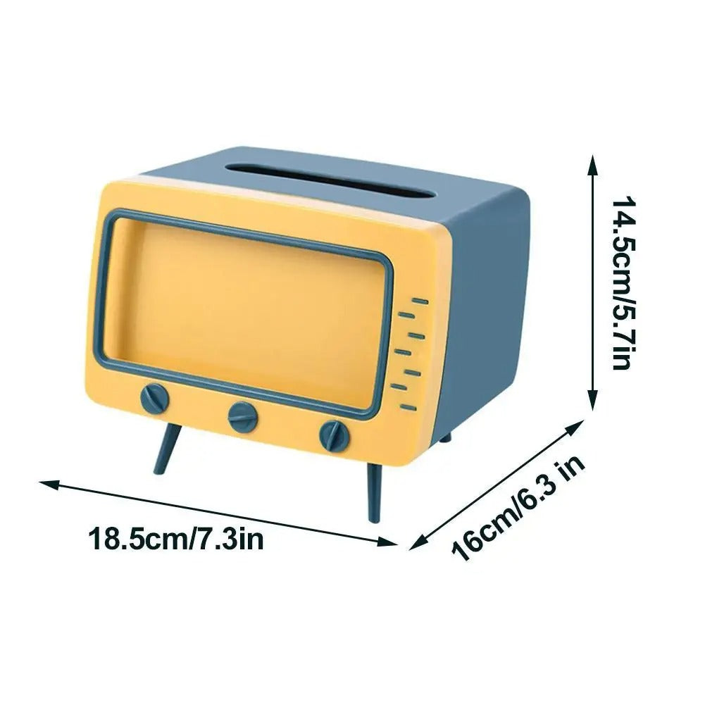 TV Tissue Box With Phone Holder, Multi-Purpose Organizer