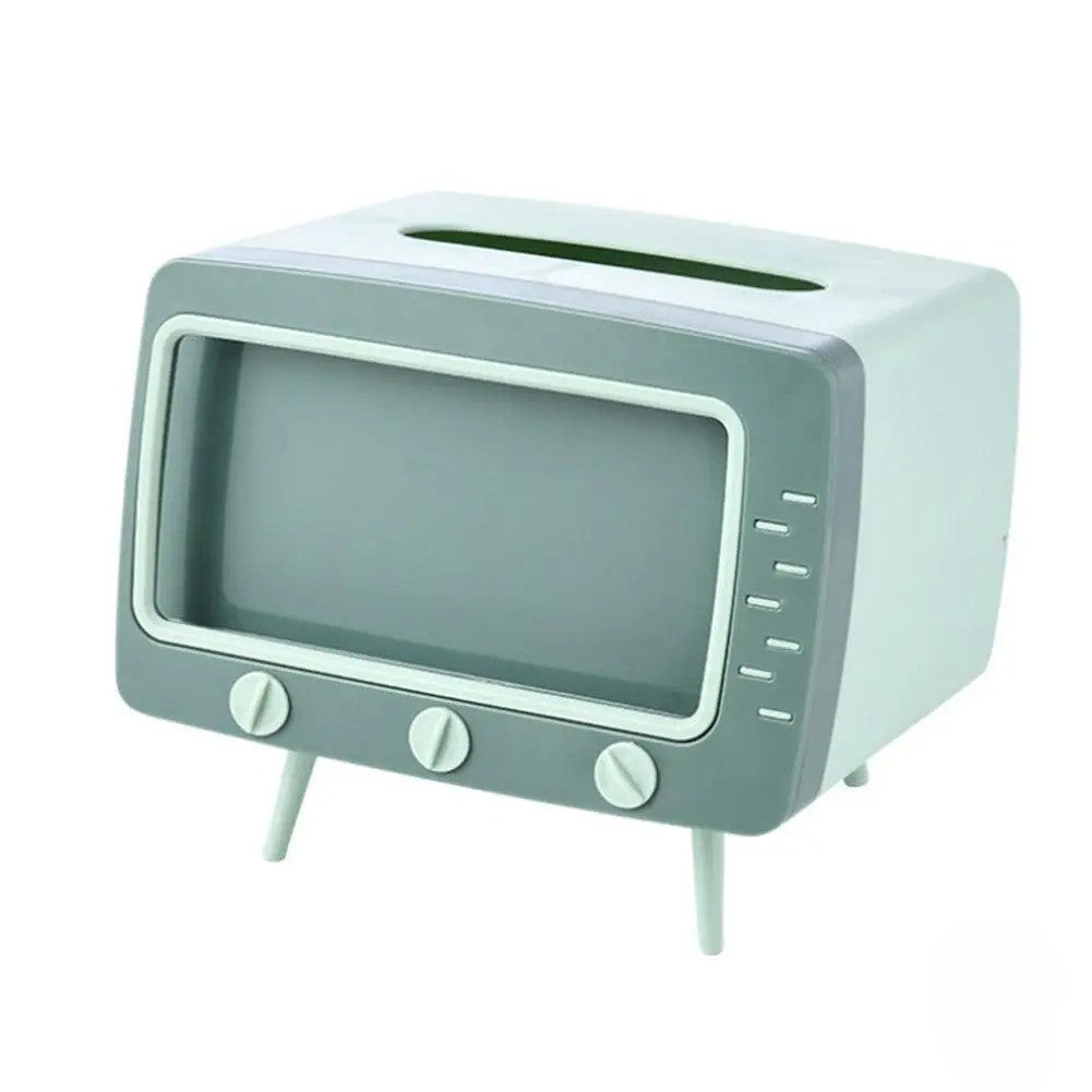 TV Tissue Box With Phone Holder, Multi-Purpose Organizer