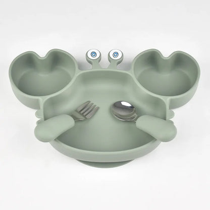 Baby/Toddler BPA Free Silicone Suction Plate with Fork & Spoon