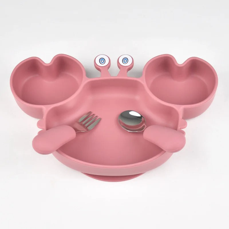 Baby/Toddler BPA Free Silicone Suction Plate with Fork & Spoon