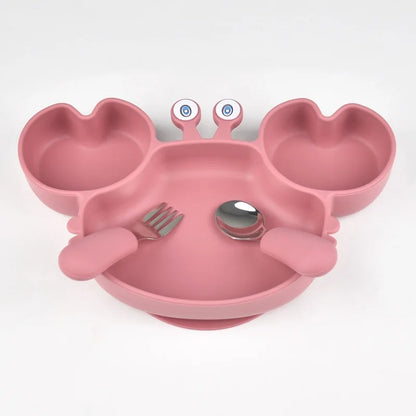 Baby/Toddler BPA Free Silicone Suction Plate with Fork & Spoon