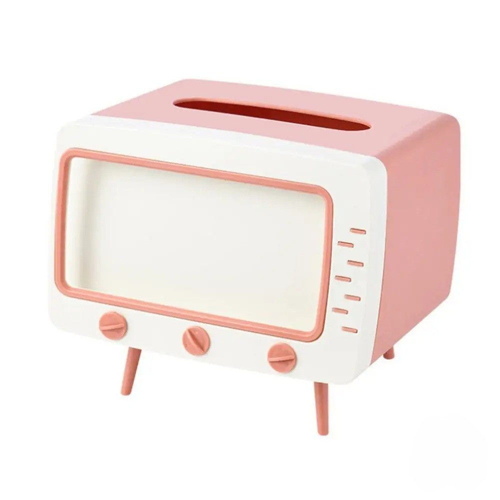 TV Tissue Box With Phone Holder, Multi-Purpose Organizer