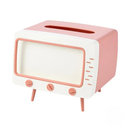 TV Tissue Box With Phone Holder, Multi-Purpose Organizer