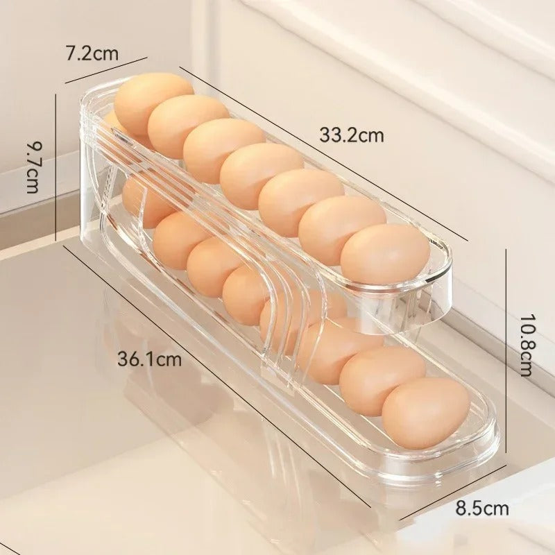 Rolling Egg Organizer, Space Saving for Refrigerator Storage