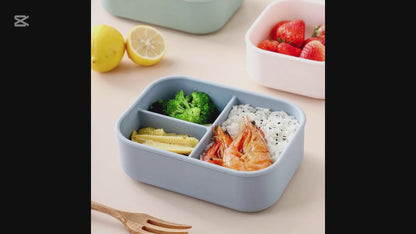 BPA Free Silicone Bento Lunch Box, 3 Compartments