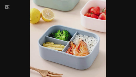 BPA Free Silicone Bento Lunch Box, 3 Compartments