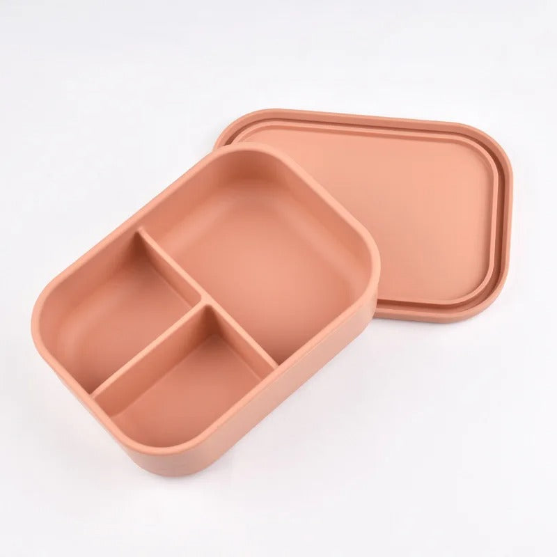 BPA Free Silicone Bento Lunch Box, 3 Compartments