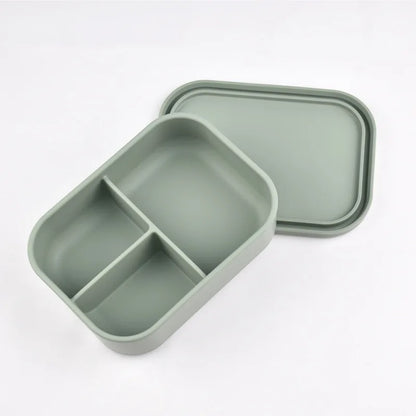 BPA Free Silicone Bento Lunch Box, 3 Compartments